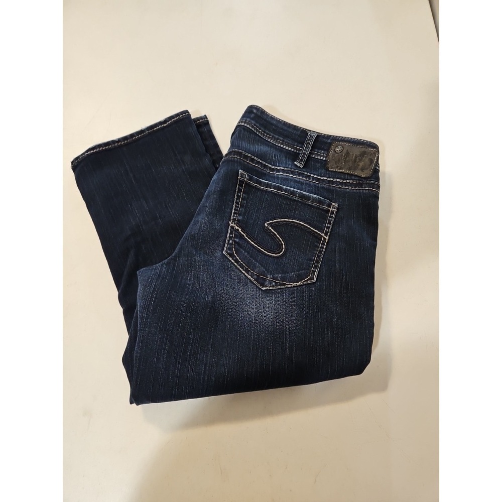 Silver Jeans Co Aiko Kick Flare Jeans Womens 34x22.5 Stretch Denim Blue (1381